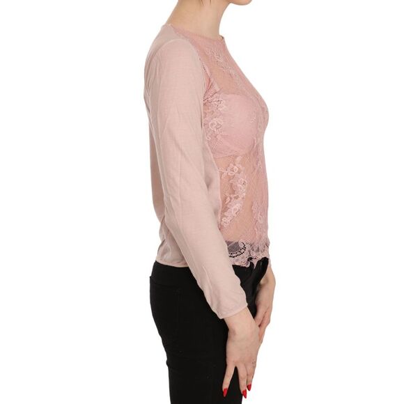 PINK MEMORIES Lace Overlay LongSleeve Blouse Women Pink Tops & T-Shirts - Picture 5 of 5